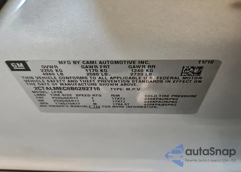 2011 GMC Terrain Sle из США, поврежденный, VIN 2CTALMEC8B6282716